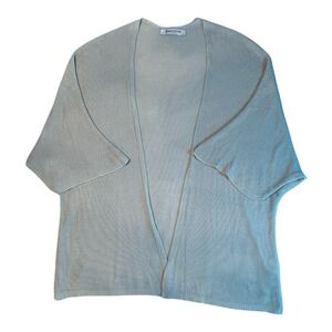 Karamel Italy Open Front Knit Cardigan Short Sleeve Neutral Beige Small